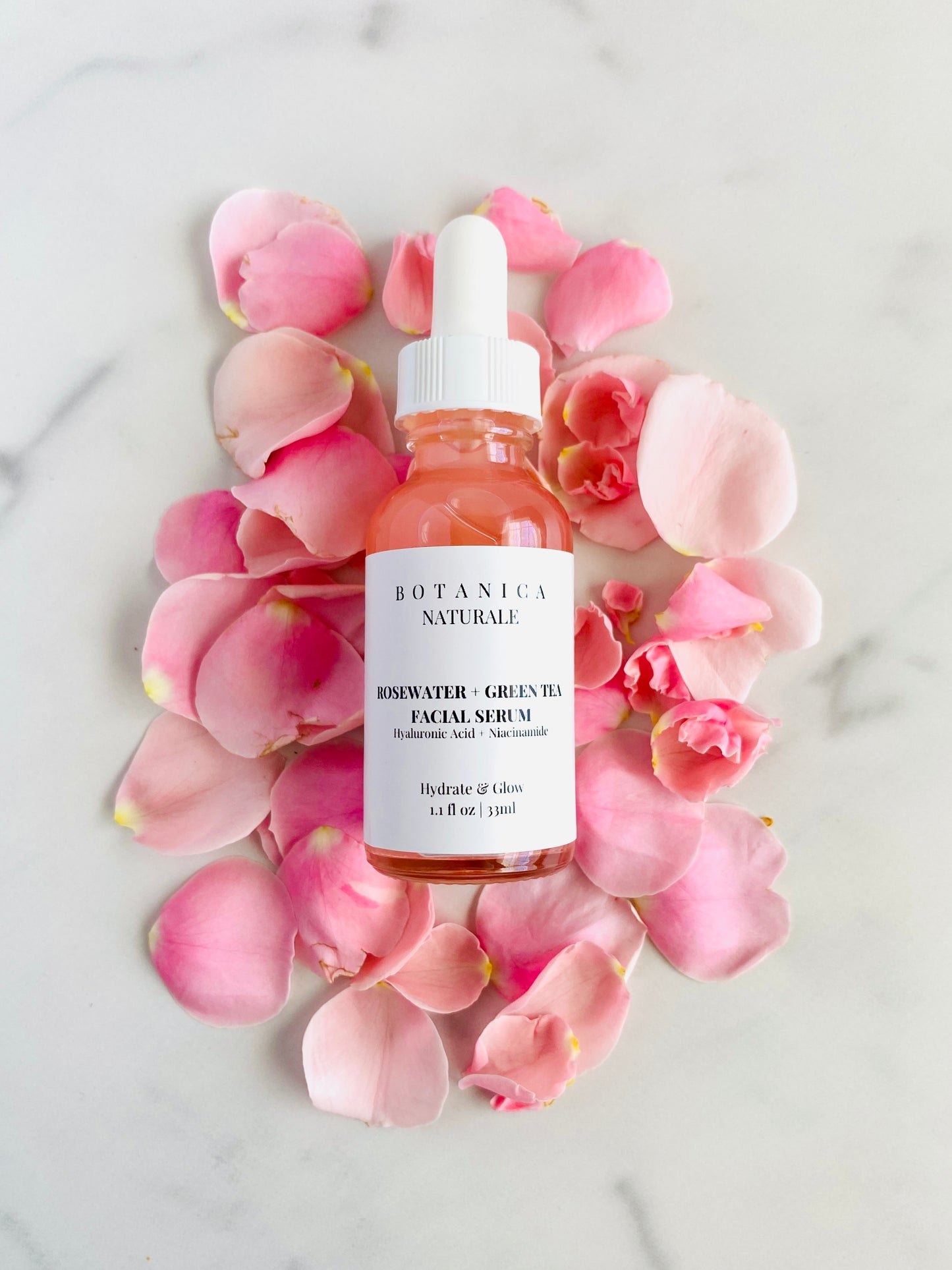 Rosewater + Green Tea Facial Serum w/Hyaluronic Acid + Niacinamide